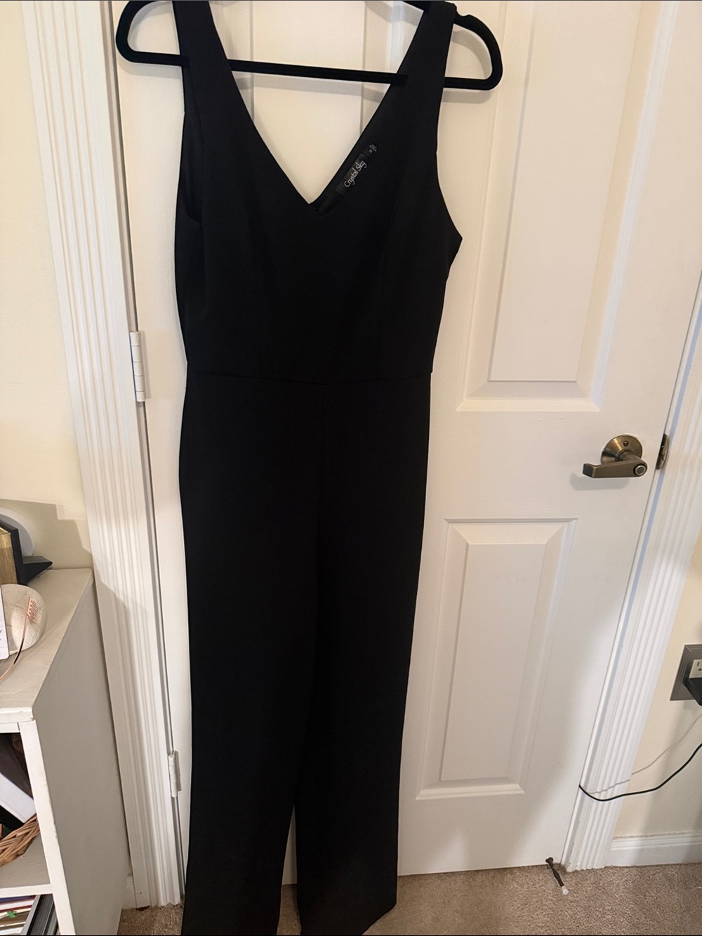 Formal Black Double V-Neck Jumpsuit